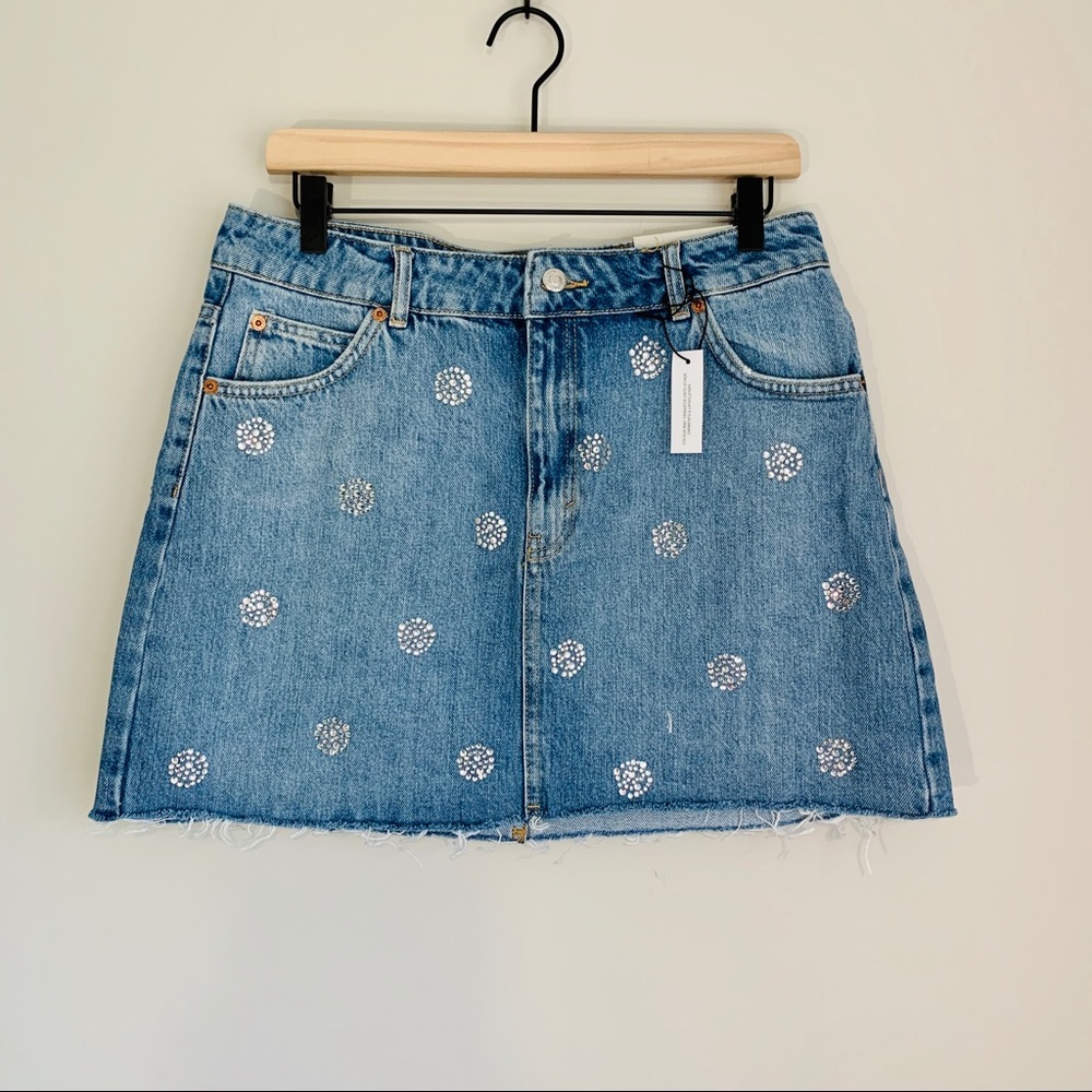 NWT TOPSHOP Denim Stud Skirt - Picture 2 of 8